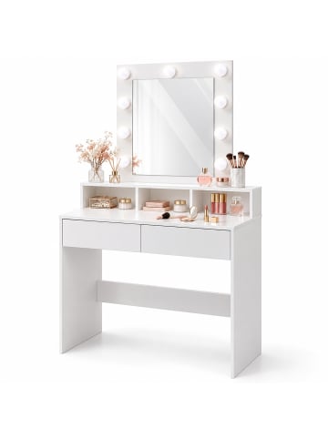 relaxdays Schminktisch in Weiß - (B)80 x (H)140 x (T)40 cm