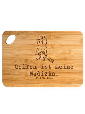 Mr. & Mrs. Panda Holzbrett Panda Golfen mit Spruch in Braun