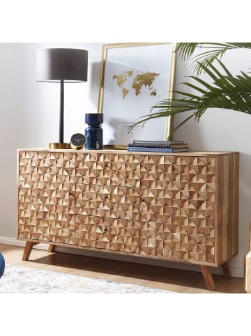 KADIMA DESIGN Sideboard Flurkommode | Akazie, 140x78,5x40cm, 3+2 Türen, Rewa