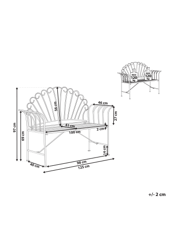 Beliani Gartenbank CAVINIA in Blau - (W) 125 x (H) 97 x (L) 46 cm