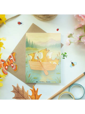 Mr. & Mrs. Panda babykarte Fuchs Kanufahren Design ohne Spruch in Weiß