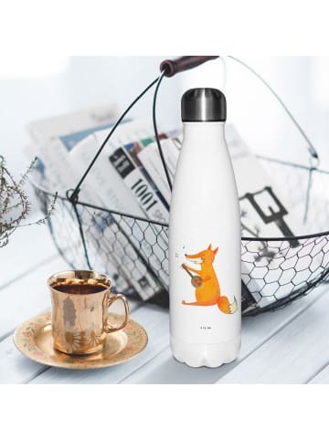 Mr. & Mrs. Panda Sport Trinkflasche Fuchs Gitarre ohne Spruch in Weiß