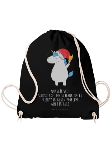 Mr. & Mrs. Panda gym tasche Einhorn Weihnachtsmann mit Spruch in Schwarz