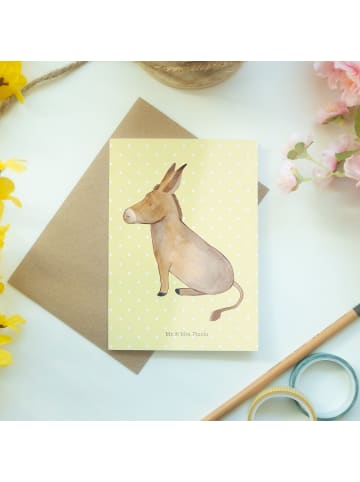 Mr. & Mrs. Panda babykarte Esel ohne Spruch in Gelb Pastell