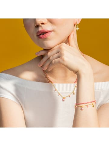 Luxenter Armband mit rosa Kristall, 18 Karat vergoldet – Ethal