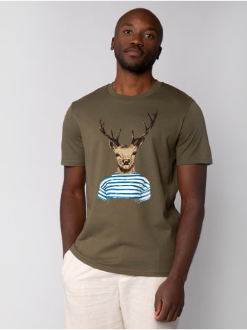 wat? Apparel T-Shirt Hirsch in Khaki