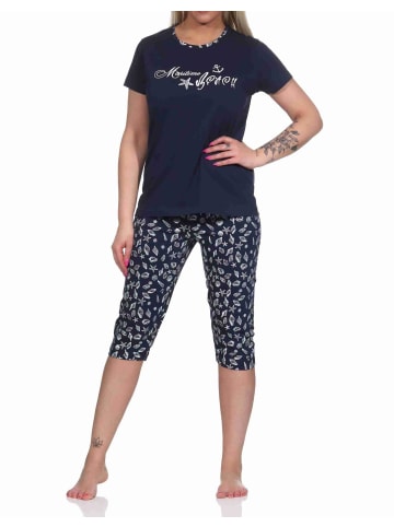 NORMANN Capri Schlafanzug kurzarm Pyjama maritimimen Look - 73988 in navy