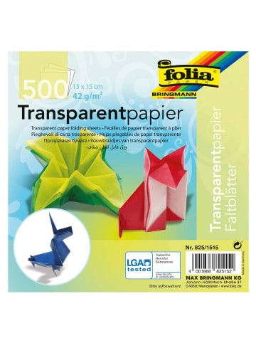 folia PAPER Transparentpapier Faltblätter 42g/m², 15x15cm, 10 Farben in Mehrfarbig