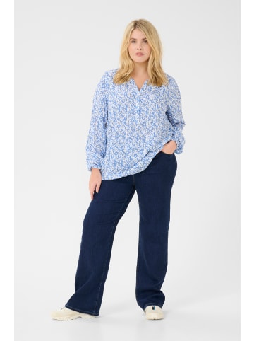 KAFFE curve Bluse langarm KCmahlena Regular fit in Blue/Chalk Graphic Print