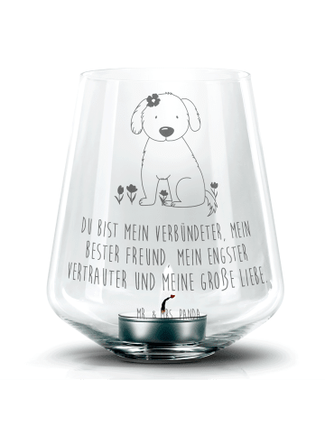 Mr. & Mrs. Panda Windlicht Hund Dame mit Spruch in Transparent