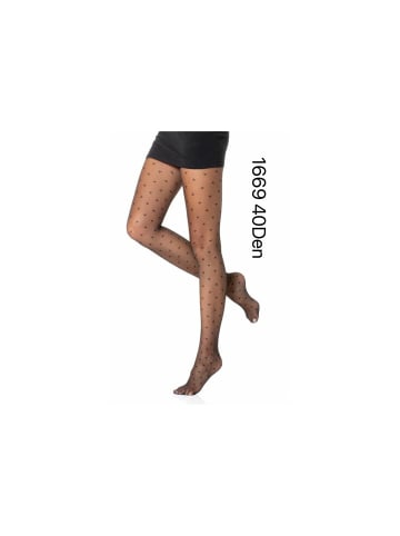 COFI 1453 Damen Strumpfhose hohe Taille gemusterte Strumpfhose Muster Optik in Schwarz