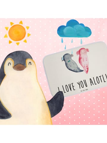 Mr. & Mrs. Panda Badvorleger Axolotl Liebe mit Spruch in Weiß