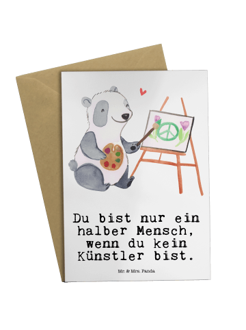 Mr. & Mrs. Panda Grußkarte Künstler Herz mit Spruch in Weiß