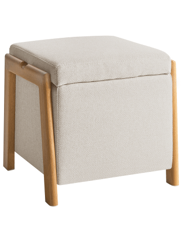 Beliani Pouf EDLAND in Beige/Braun - (W) 45 x (H) 44 x (L) 43 cm