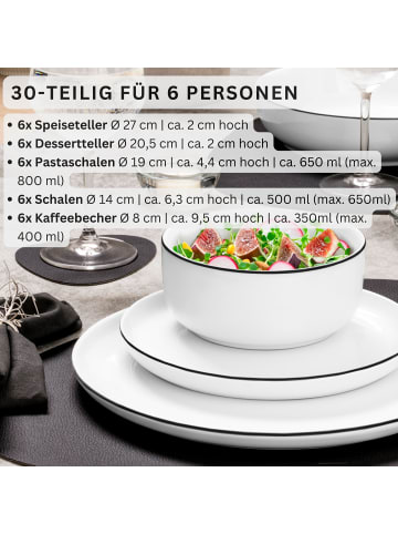 Sänger Kombiservice Marlo Black Rim - 30 teilig aus Porzellan