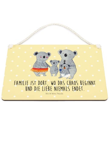Mr. & Mrs. Panda Deko Schild Koala Familie mit Spruch in Gelb Pastell