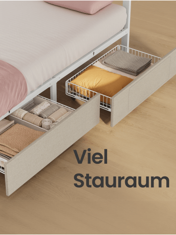 VASAGLE Bettgestell Mazey in milchkaffee - (B)149 x (H)94.7 x (T)210.2 cm