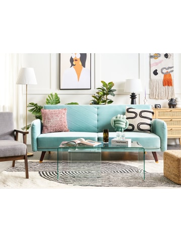 Beliani 3-Sitzer Sofa SENJA in Blau/Braun - (W) 198 x (H) 87 x (L) 95 cm