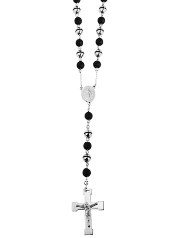 Adeliás Damen Halskette – Rosenkranzkette aus Edelstahl 80 cm in schwarz