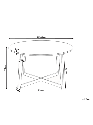 Beliani Runder Tisch WAIPORI in Braun - (W) 140 x (H) 75 x (L) 140 cm