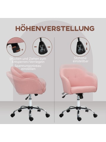 HOMCOM Bürostuhl in Rosa 56L x 61B x 86H cm