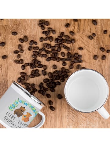 Mr. & Mrs. Panda Emaille Becher Henna-Abend Magie mit Spruch in Heather Grey