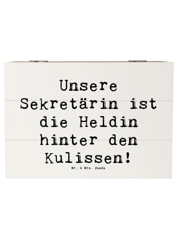 Mr. & Mrs. Panda Holzkiste Spruch Sekretärin Heldin mit Spruch in Weiß