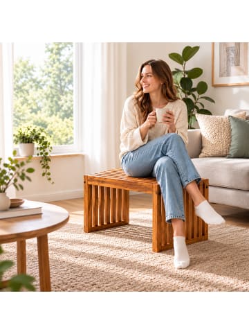 relaxdays Sitzbank in Braun - (B)90 x (H)43 x (T)33 cm