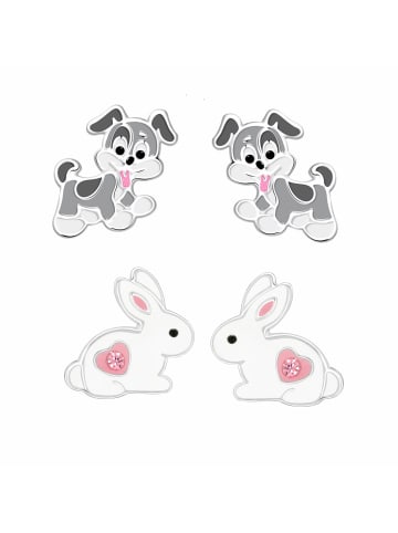 schmuck23 Ohrstecker Set Hase Hund 925 Silber
