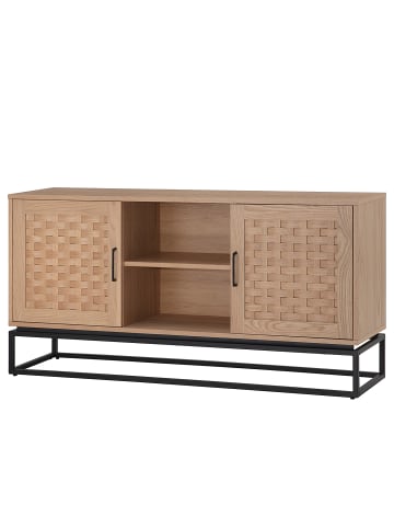 home24 home24 Sideboard mit 2 Türen aus Pappel-Echtholzfurnier & Metall in Pappel Hell in Pappel Hell
