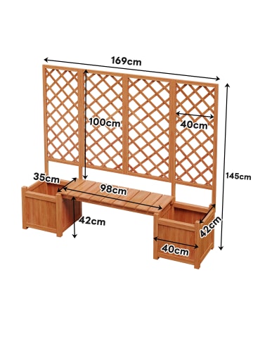 ABRIHOME Rankhilfen in Braun Tanne mit Spalier Sitz und Rankhilfe für Garten