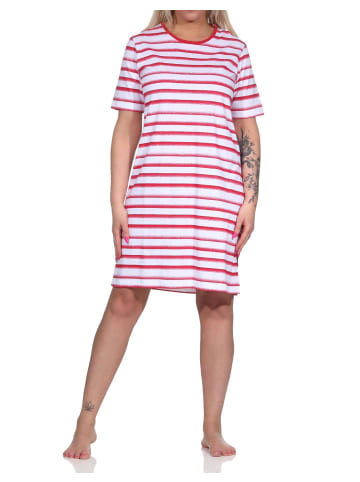 NORMANN kurzarm Nachthemd Streifen - 73244 in rot