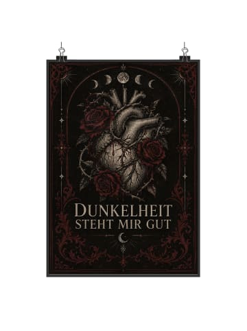 Poster Herz gothisch Design mit Spruch in Weiß
