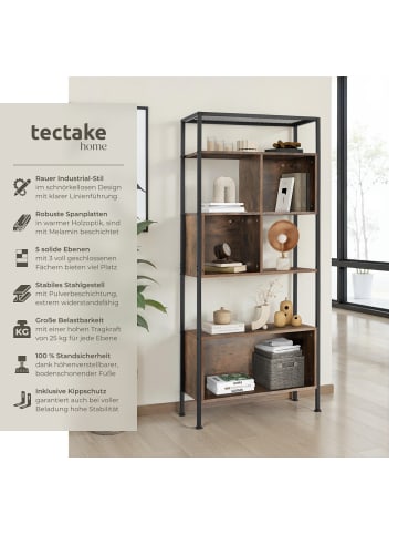 tectake Standregal mit 5 Ebenen, inklusive Kippschutz, 75 x 31 x 170,5 cm