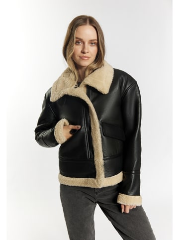 DreiMaster Vintage Lederjacke Aus Shearling in Schwarz