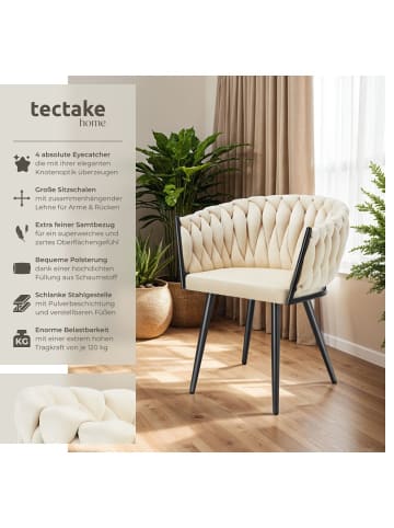 tectake Samtstuhl gepolstert, mit Samtbezug, Knotendesign, 60,5 x 55 x 75 cm