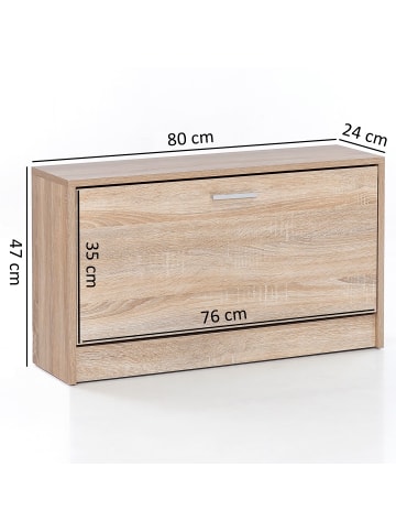 FineBuy Schuhschrank in Grau / Spanplatte / 80x24x47