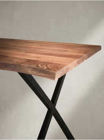 KADIMA DESIGN Esstisch Massivholz Industrial, Akazie mittel mit X-Beinen