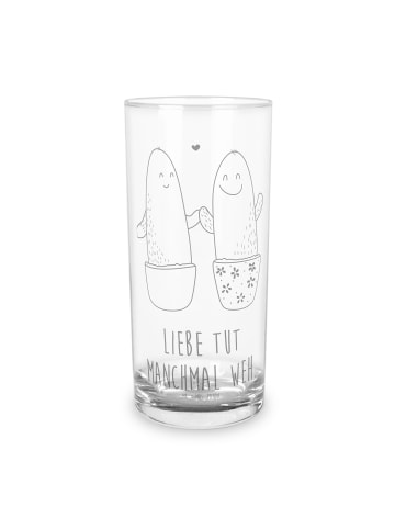 Mr. & Mrs. Panda Wasserglas Kaktus Liebe mit Spruch in Transparent