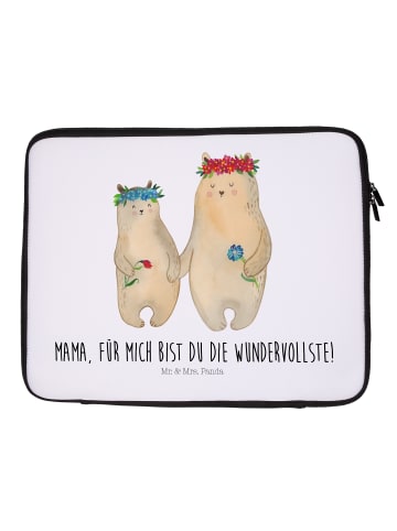 Mr. & Mrs. Panda Notebook Tasche Bären mit Blumenkranz mit Spruch in Weiß