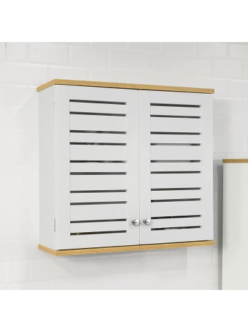 SoBuy Hängeschrank in Weiß und Natur - (B)60 x (H)56 x (T)19cm