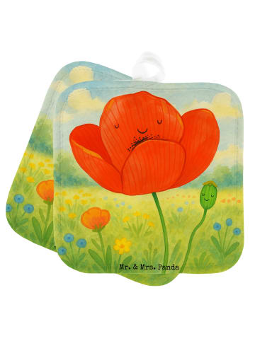 Mr. & Mrs. Panda Ofenhandschuhe Blume Mohnblume Design ohne Spruch in Weiß
