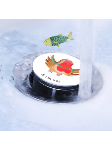 Mr. & Mrs. Panda Stöpsel Waschbecken Rotkehlchen Weihnachten ohn... in Weiß