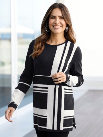 Sieh an! Longpullover in schwarz-weiß-gemustert