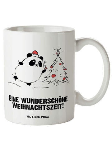 Mr. & Mrs. Panda Kaffeetasse Panda Weihnachtszeit mit Spruch in Weiß