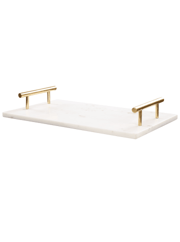 Beliani Serviergeschirr DIMARI in Weiß/Gold - (W) 38 x (H) 6 x (L) 23 cm