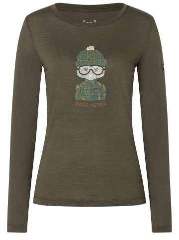 super.natural Merino Longsleeve W SNOW CAT LS in grün