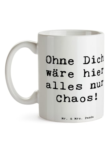 Mr. & Mrs. Panda Keramtiktasse Spruch Reinigungskraft Held mit S... in Weiß