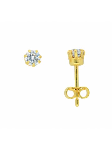 Adeliás Damen 333 Gold Ohrringe / Ohrstecker mit Zirkonia Ø 4 mm in gold