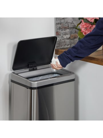 relaxdays Mülleimer mit Sensor in Silber - 60 Liter